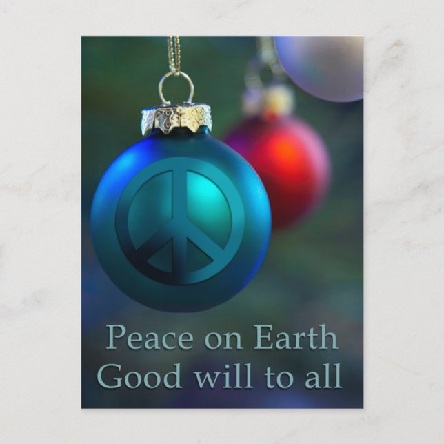 Holiday Ornament with Peace Sign Postcard (Front)