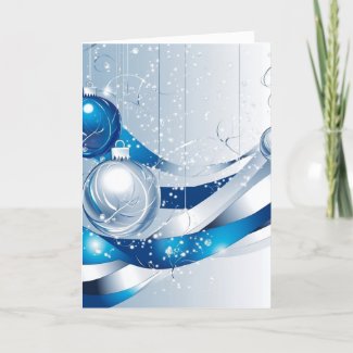  HOLIDAY ORNAMENTS - BLUE #1 NOTE CARD