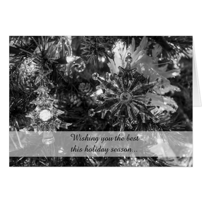 Holiday Ornaments Grayscale Cards (Front Horizontal)