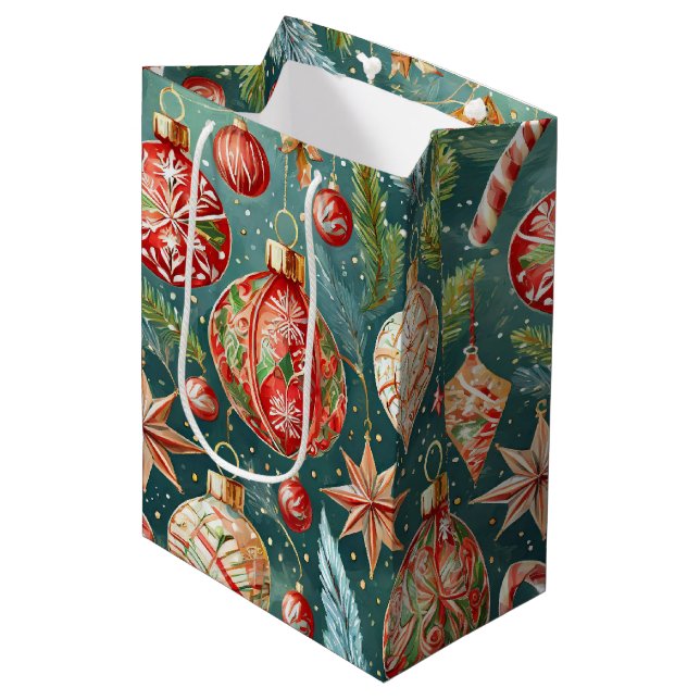 Holiday Ornaments  Medium Gift Bag (Front Angled)