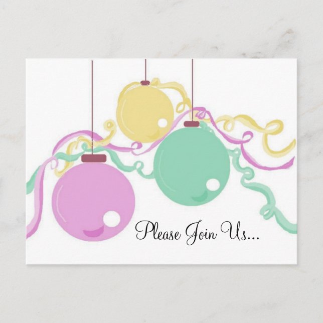 Holiday Ornaments Party Invitation Postcard (Front)