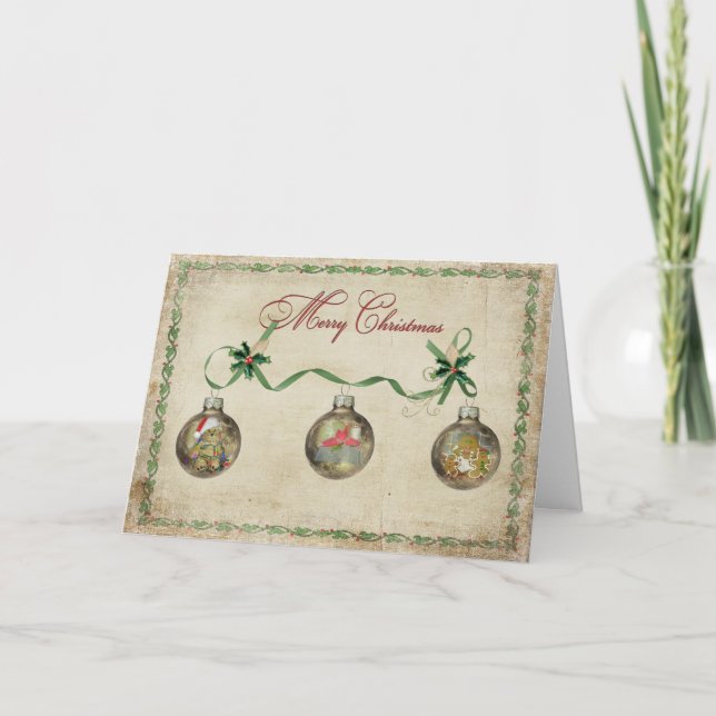 Holiday Ornaments with Green Ribbon (Front)