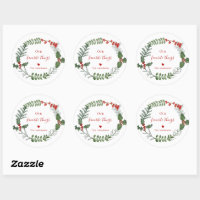 Christmas Envelope Sealer Classic Round Sticker, Zazzle