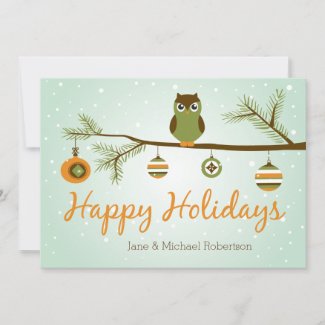 Holiday Owl Christmas Card