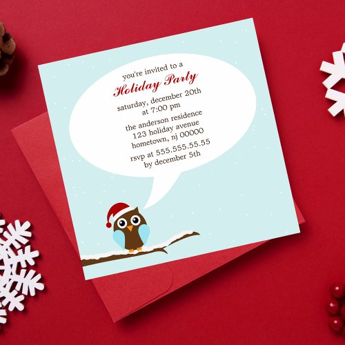 Holiday Owl Christmas Invitation