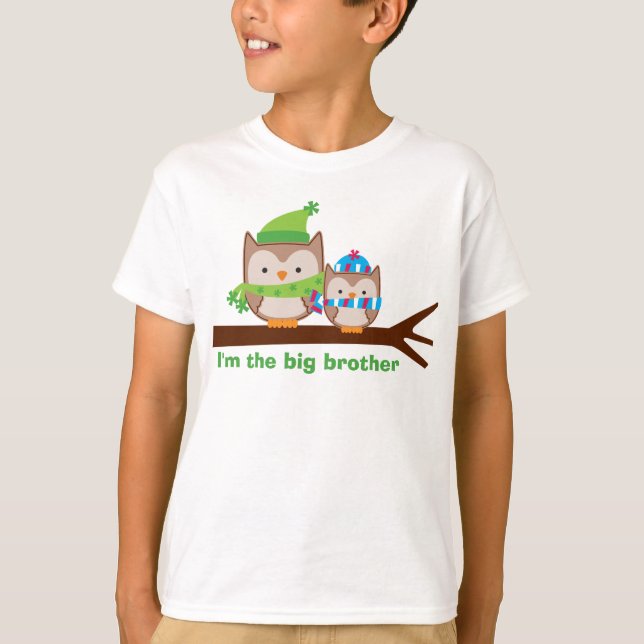 Holiday Owls Big Brother Sibling Tee (Front)
