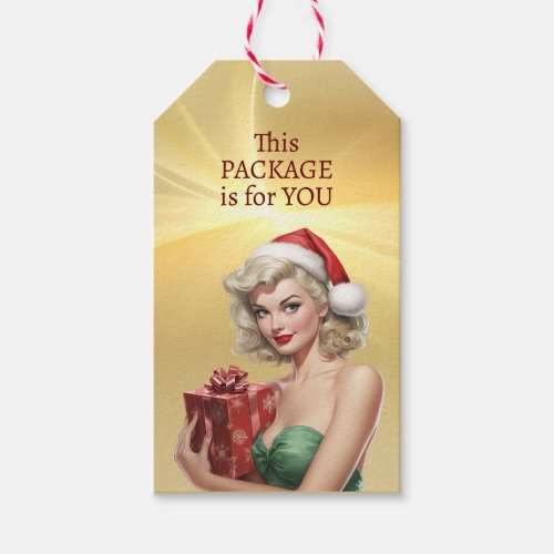 Holiday Package Retro Pinup Santa Girl Gift Tags