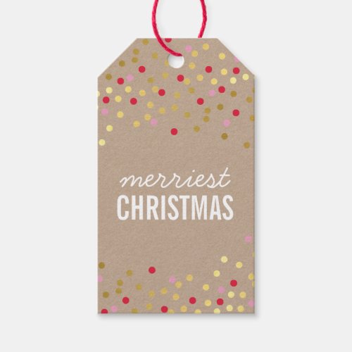 HOLIDAY PACKAGING gold confetti spots red kraft Gift Tags