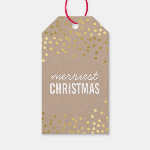 HOLIDAY PACKAGING TAG gold confetti spots kraft