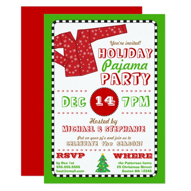 Holiday Pajama Christmas Party Invitation