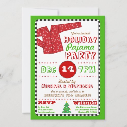 Holiday Pajama Christmas Party Invitation