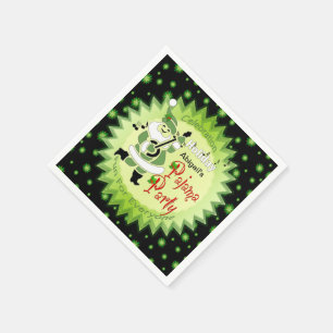Holiday Pajama Party - Santa Elf and Stars Paper Napkins