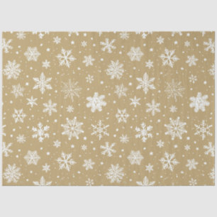 Holiday Pale Gold and White Snowflakes Tissue Paper