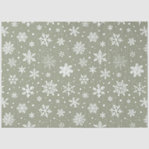 Holiday Pale Green and White Snowflakes Tissue Paper