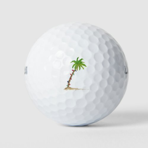 Holiday Palm Tree Tropical Watercolor Tropical Golf Balls