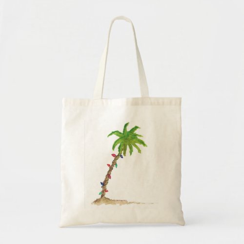 Holiday Palm Tree Tropical Watercolor Tropical Tote Bag