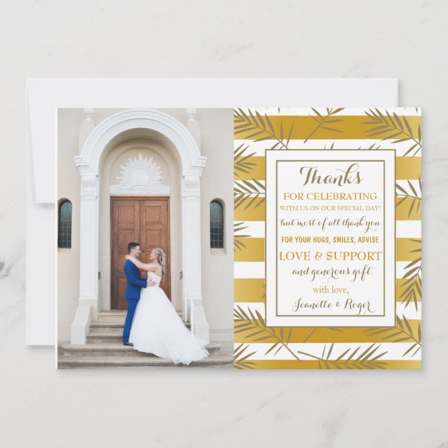 Holiday Palms Photo Thank You Card (Front)