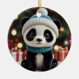 Holiday Panda Ceramic Ornament