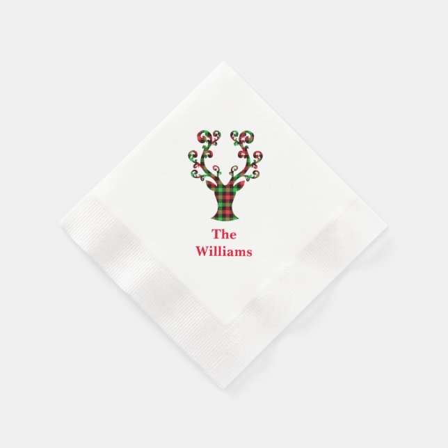 Holiday Paper Napkins-Plaid Deer Napkins (Corner)