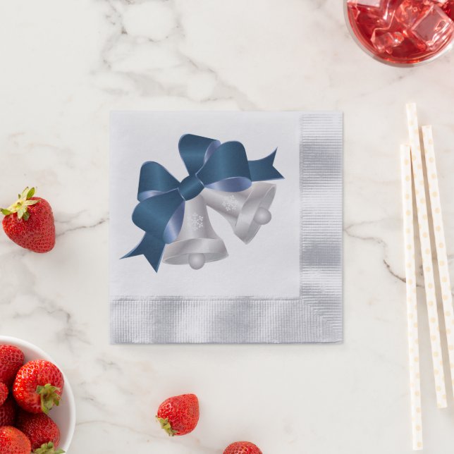 Holiday Paper Napkins-Silver Bells Napkins (Insitu)