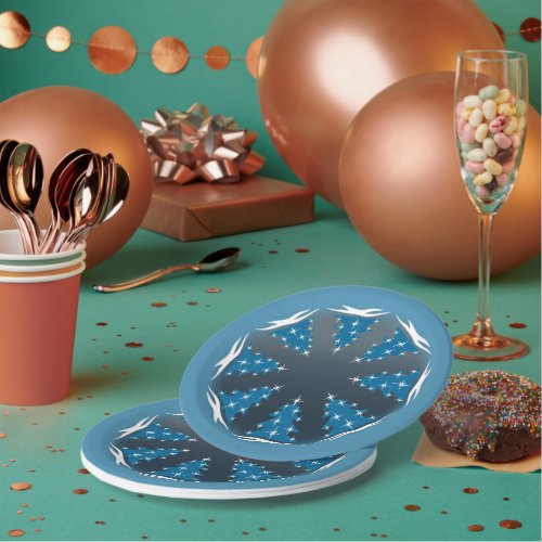 Holiday Paper Plates Festive Blue Party Plates