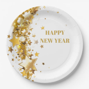 Holiday Paper Plates Gold Stars
