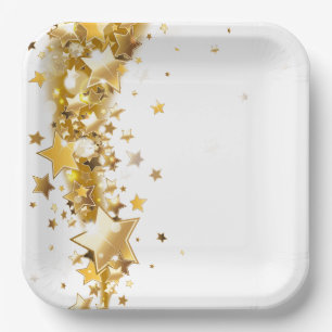 Holiday Paper Plates Gold Stars