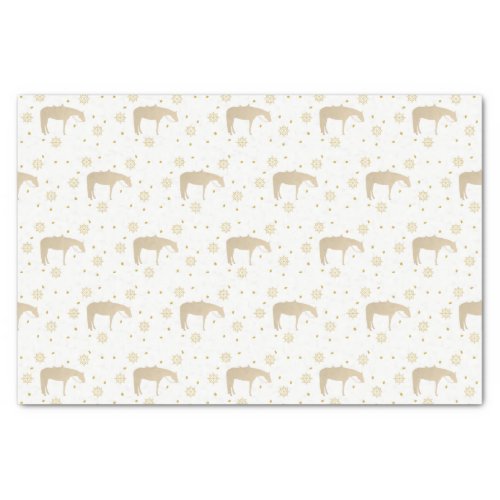 Holiday Parchment Gold White Western Horse Tissue Paper