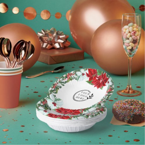 Holiday Party Add Logo Corporate Christmas Party Paper Bowls