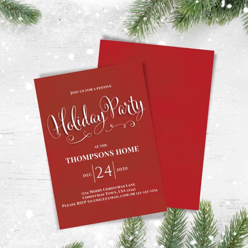 Holiday Party Calligraphy Script Festive Invitation