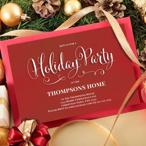 Holiday Party Calligraphy Script Festive Invitation