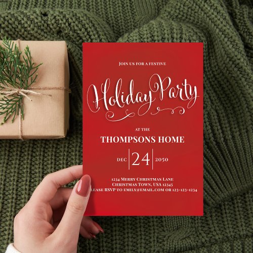 Holiday Party Calligraphy Script Simple Invitation