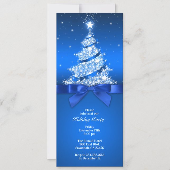 Holiday Party Celebration Elegant Blue Invitation (Front)