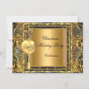 Holiday Party Christmas Gold Ball Decoration 2 Invitation