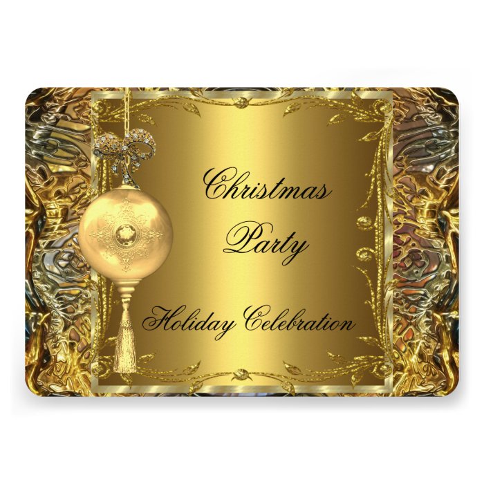 Holiday Party Christmas Gold Ball Decoration Custom Invitations