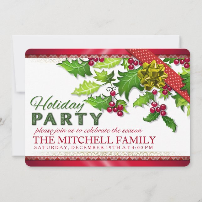 Holiday Party Christmas Ivy Celebrate Invitation (Front)