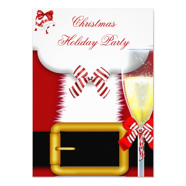 Holiday Party Christmas Santa Suit Champagne Invitation