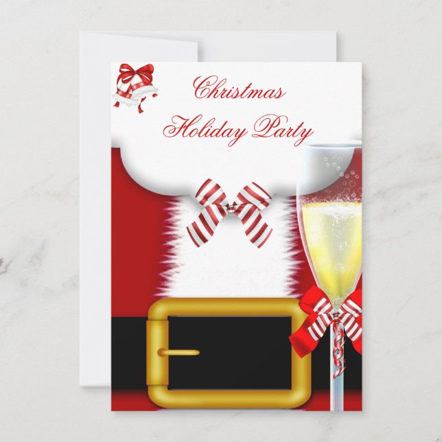 Holiday Party Christmas Santa Suit Champagne Invitation (Front)