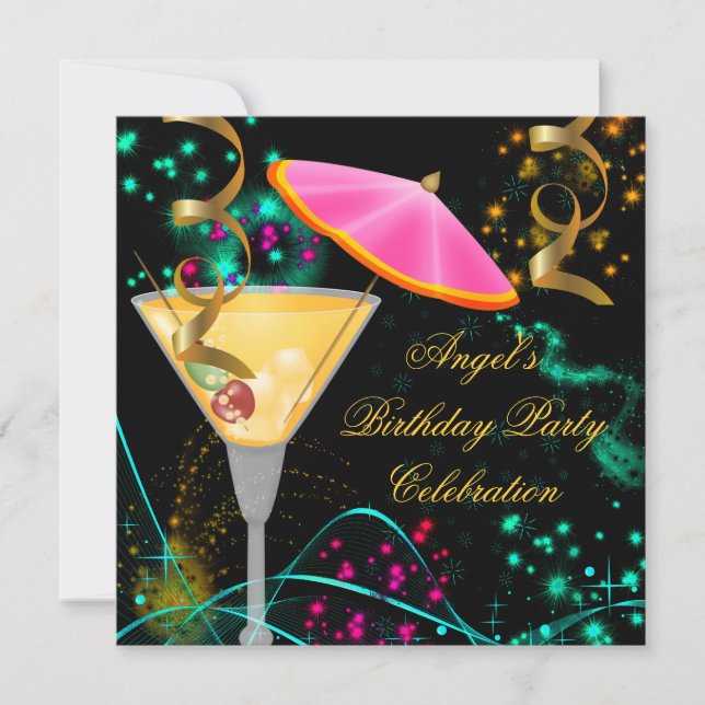 Holiday Party Colorful Cocktail Invitation (Front)