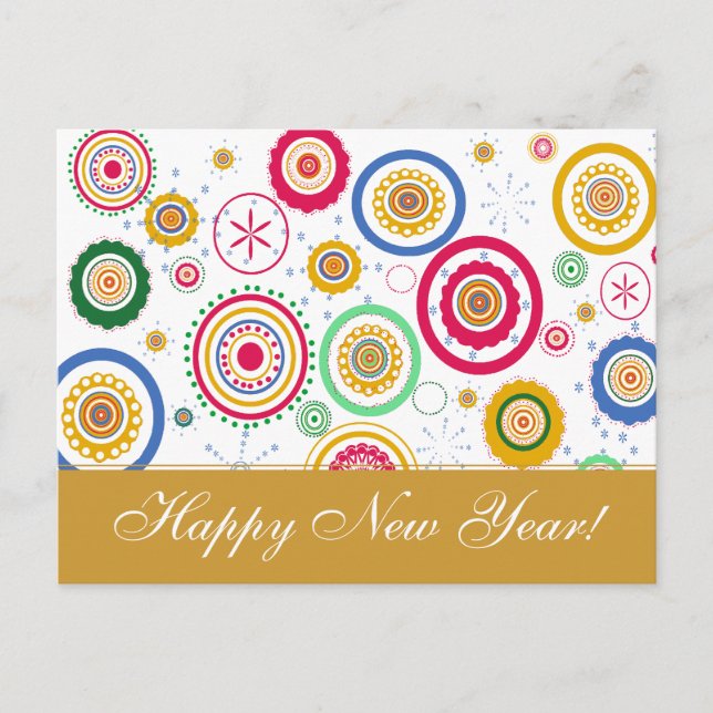 Holiday Party Colorful Funky Circles Postcard (Front)