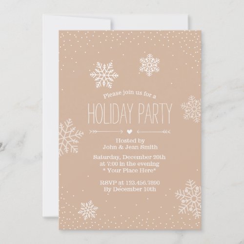 Holiday Party Elegant Confetti Dots  Snowflakes Invitation