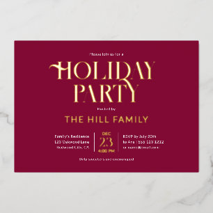 Holiday Party Elegant Red Foil Invitation