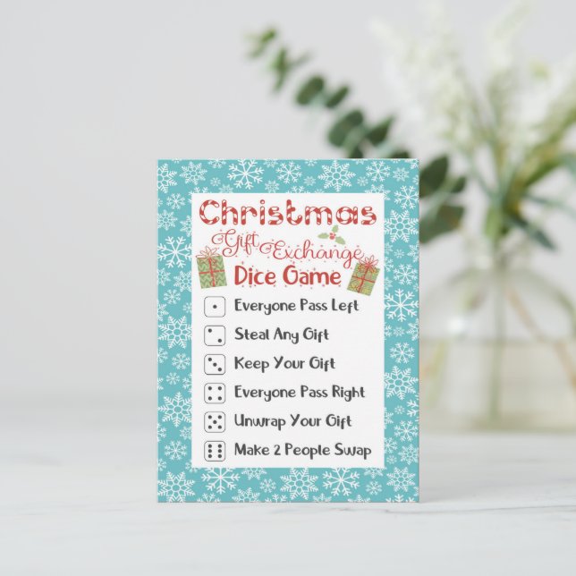 Holiday Party Game Card Christmas Dirty Santa (Standing Front)