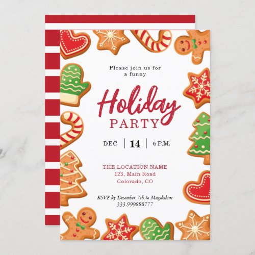 Holiday Party Gingerbread Cookie invitation