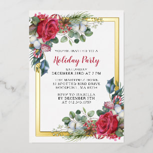 Holiday Party Gold Foil Invitation Postcard
