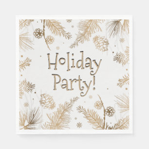 Holiday Party, Gold Pine Combs, Dinner Napkins