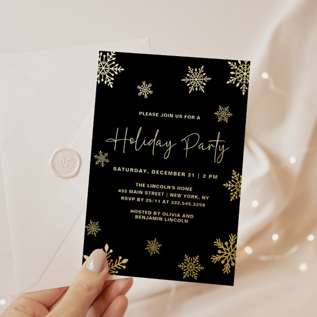 Holiday Party Gold Snowflake Winter Foil Invitation (Creator Uploaded)