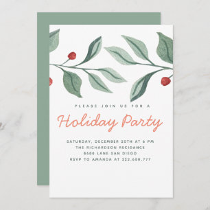 Holiday Party greenery leaf invitation