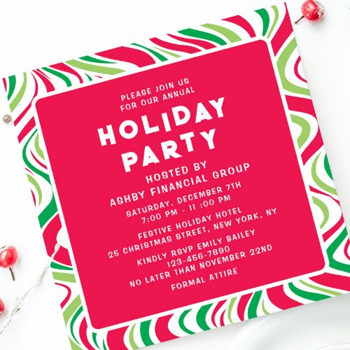 Holiday Party Groovy Corporate Christmas Party Invitation