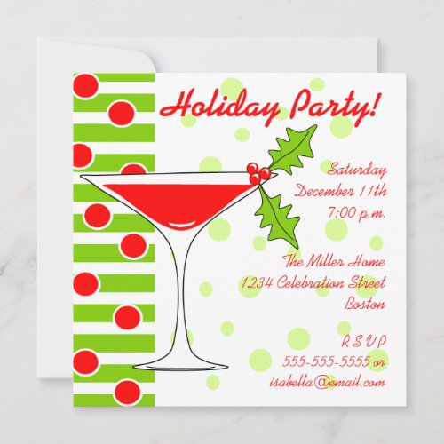Holiday Party Holly Cocktail Invitation